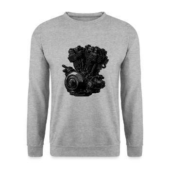 Motorrad Motorblock Zylinder Fan Hubraum Motor - Unisex Pullover - Weißgrau meliert - Vorne - Alina (178cm) & Michal (187cm)