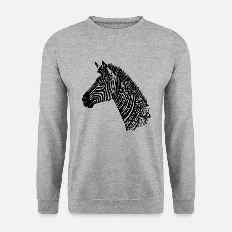 Zebra Head Tattoo Style Lines - Unisex Sweatshirt - salt & pepper