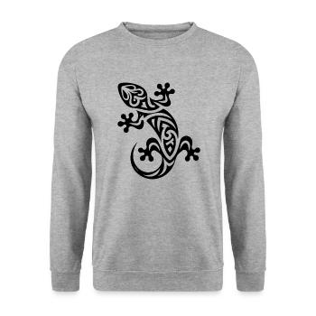 Petit gecko dans le style de tatouage tribal - Sweat-shirt Unisexe - gris chiné - Devant - Alina (178cm) & Michal (187cm)
