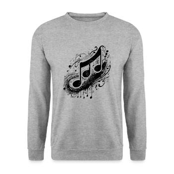 Vintage Musik Noten im Tattoo Style - Unisex Pullover - Weißgrau meliert - Vorne - Alina (178cm) & Michal (187cm)