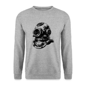 Diving Helmet Vintage Professional Diver Style - Unisex Sweatshirt - salt & pepper - Front - Alina (178cm) & Michal (187cm)
