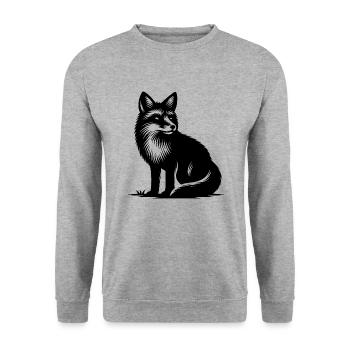 Niedlicher schlauer Fuchs - Unisex Pullover - Weißgrau meliert - Vorne - Alina (178cm) & Michal (187cm)