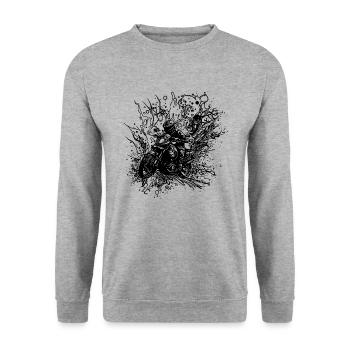 Motorrad Bikerstyle Custombike Rennsport Splash - Unisex Pullover - Weißgrau meliert - Vorne - Alina (178cm) & Michal (187cm)