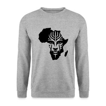 Africa Continent Masks Tattoo Style Jewelry - Unisex Sweatshirt - salt & pepper - Front - Alina (178cm) & Michal (187cm)