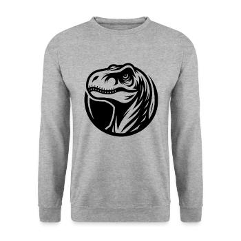 Grinsender Raptor Logo Style - Unisex Pullover - Weißgrau meliert - Vorne - Alina (178cm) & Michal (187cm)