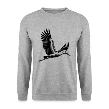 Cigogne volante - Sweat-shirt Unisexe - gris chiné - Devant - Alina (178cm) & Michal (187cm)