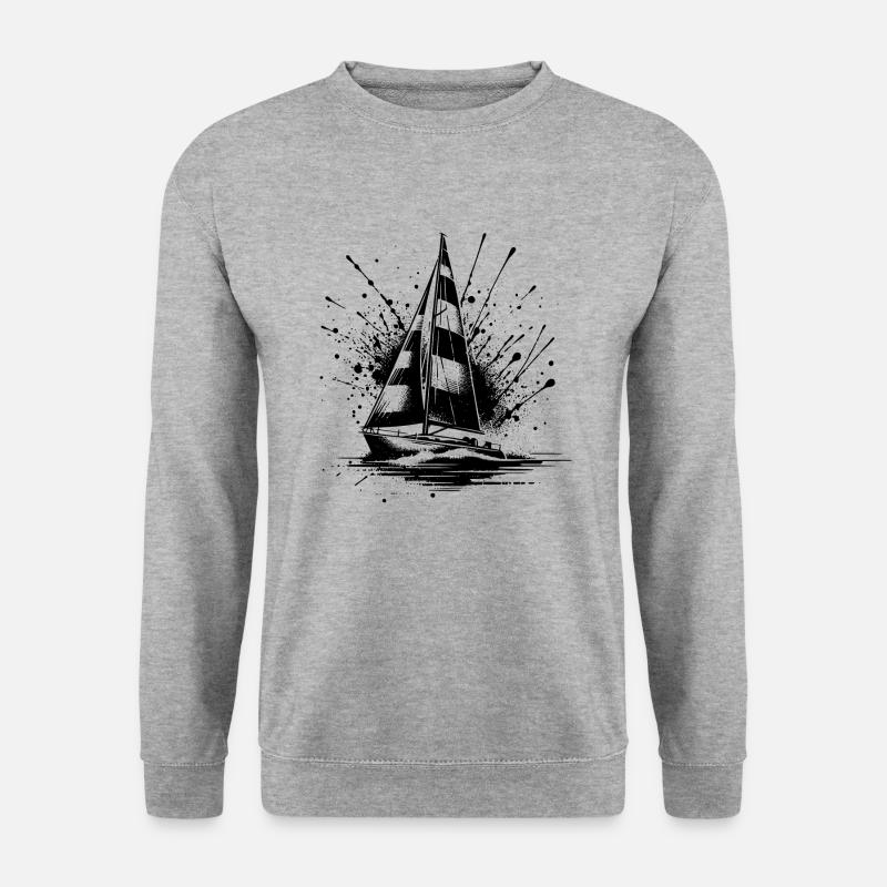 Segelboot mit Wellengang Splash Optik - Unisex Pullover - Weißgrau meliert