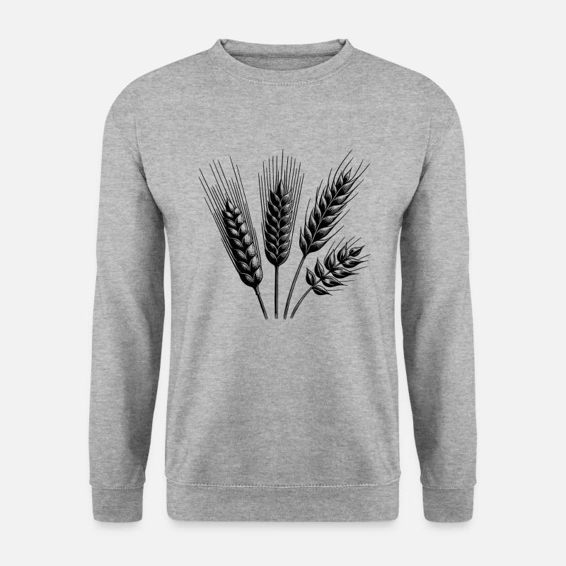 Getreidesorten Weizen und Hafer Ähren - Unisex Pullover - Weißgrau meliert