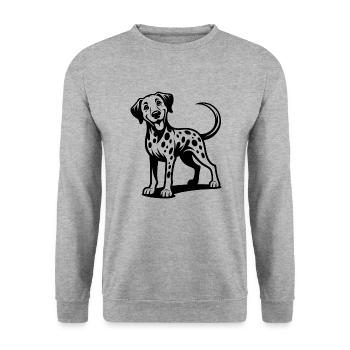 Cuddly Dalmatian Dog Funny Four-legged Friend - Unisex Sweatshirt - salt & pepper - Front - Alina (178cm) & Michal (187cm)