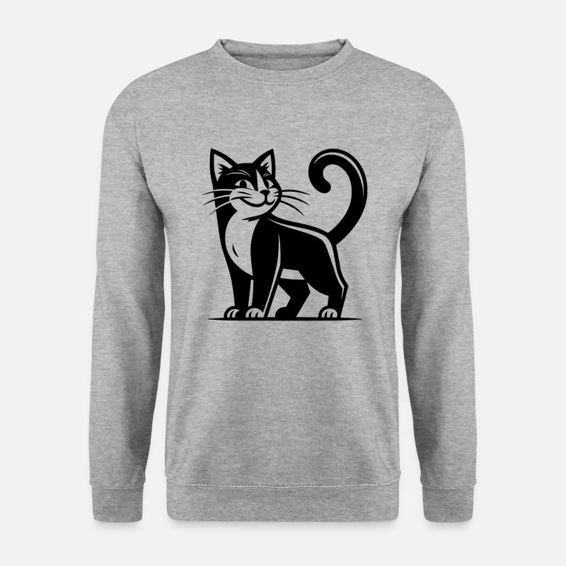 Hauskatze mit lustigem Klugscheißer Blick - Unisex Pullover - Weißgrau meliert