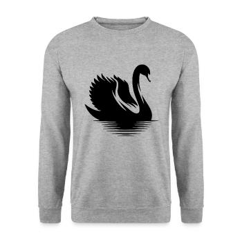 Schöne Schwan Silhouette Portrait - Unisex Pullover - Weißgrau meliert - Vorne - Alina (178cm) & Michal (187cm)