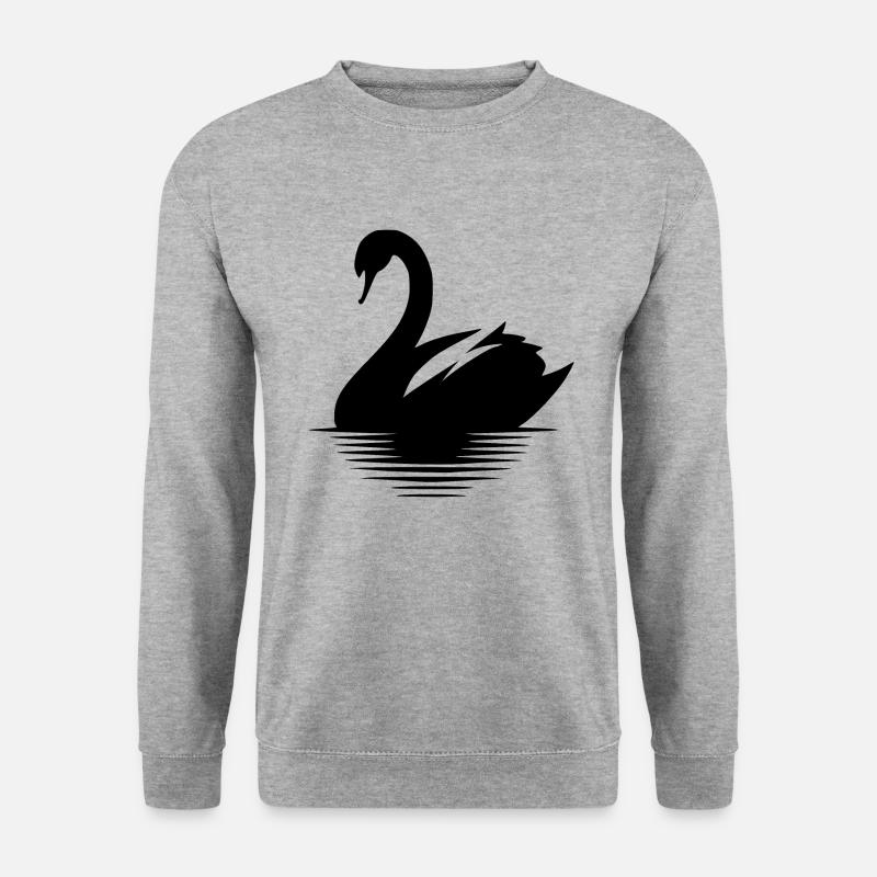 Großer Wasservogel Schwan Portrait - Unisex Pullover - Weißgrau meliert