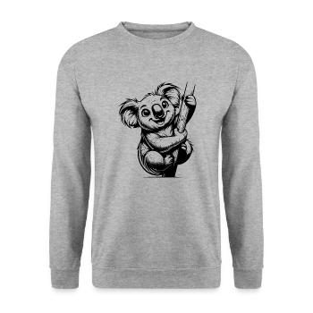 Grinsender Australischer Kinder Bleistift Koala - Unisex Pullover - Weißgrau meliert - Vorne - Alina (178cm) & Michal (187cm)