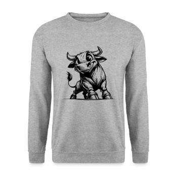 Funny pencil bull with huge horns - Unisex Sweatshirt - salt & pepper - Front - Alina (178cm) & Michal (187cm)