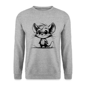 Niedliche Kinder Baby Maus - Unisex Pullover - Weißgrau meliert - Vorne - Alina (178cm) & Michal (187cm)