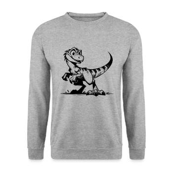 Little Raptor Kids Baby Dino Sketch - Unisex Sweatshirt - salt & pepper - Front - Alina (178cm) & Michal (187cm)