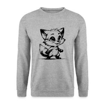 Süsser Baby Kinder Fuchs Bleistift Skizze - Unisex Pullover - Weißgrau meliert - Vorne - Alina (178cm) & Michal (187cm)