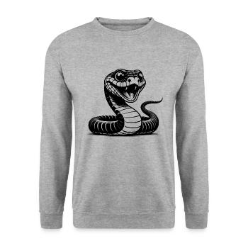 Giftig lächelnde Schlangen Tattoo Skizze - Unisex Pullover - Weißgrau meliert - Vorne - Alina (178cm) & Michal (187cm)