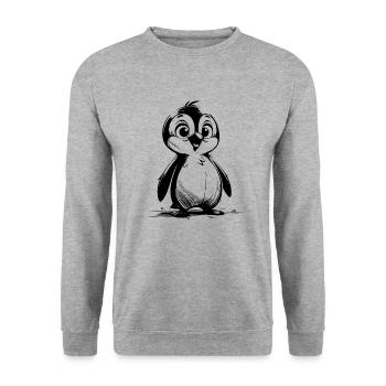 Penguin Baby Drawing Cartoon Style Penguins - Unisex Sweatshirt - salt & pepper - Front - Alina (178cm) & Michal (187cm)