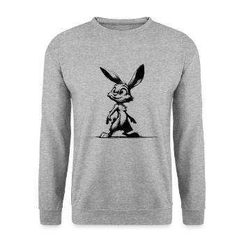 Bunny with big eyes and ears - Unisex Sweatshirt - salt & pepper - Front - Alina (178cm) & Michal (187cm)