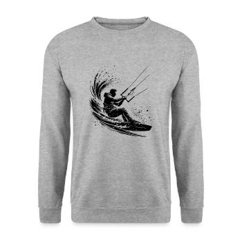 Kite Surfer Without Kite Splash Sea Water - Unisex Sweatshirt - salt & pepper - Front - Alina (178cm) & Michal (187cm)