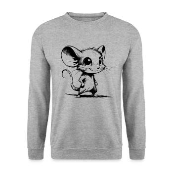Baby Kids Mouse Cartoon Pencil Sketch Style - Unisex Sweatshirt - salt & pepper - Front - Alina (178cm) & Michal (187cm)