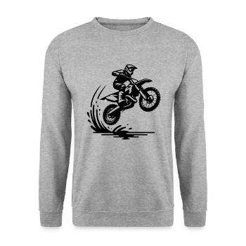 Gelände Maschine im Deck - Unisex Pullover - Weißgrau meliert - Vorne - Alina (178cm) & Michal (187cm)
