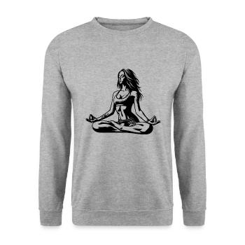 Yoga Lehrerin bei Meditation für die Seele - Unisex Pullover - Weißgrau meliert - Vorne - Alina (178cm) & Michal (187cm)