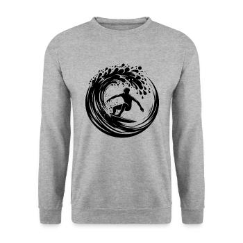 Wave surfboard and surfer in the wave tunnel - Unisex Sweatshirt - salt & pepper - Front - Alina (178cm) & Michal (187cm)
