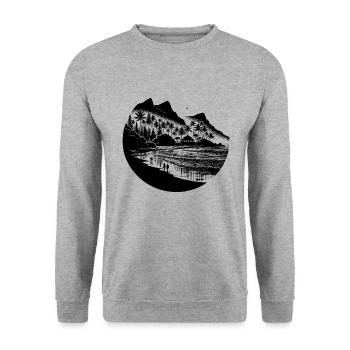Plage et mer avec palmiers et montagnes - Sweat-shirt Unisexe - gris chiné - Devant - Alina (178cm) & Michal (187cm)