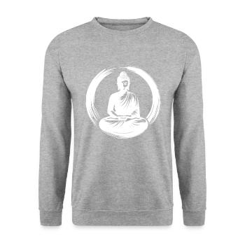 Meditation Yoga Buddha Soul Mindfulness - Unisex Sweatshirt - salt & pepper - Front - Alina (178cm) & Michal (187cm)