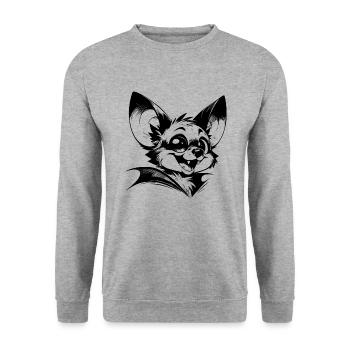 Lachende Fledermaus Baby Vampir Zeichnung - Unisex Pullover - Weißgrau meliert - Vorne - Alina (178cm) & Michal (187cm)