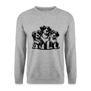 Drei niedliche Hunde als Porträt - Unisex Pullover - Weißgrau meliert - Vorne - Alina (178cm) & Michal (187cm)