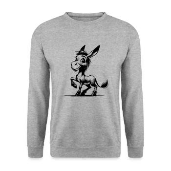 Petit âne aux longues oreilles dessin au crayon - Sweat-shirt Unisexe - gris chiné - Devant - Alina (178cm) & Michal (187cm)