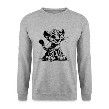 Petit Câlin Bébé Léopard Dessin Enfants - Sweat-shirt Unisexe - gris chiné - Devant - Alina (178cm) & Michal (187cm)