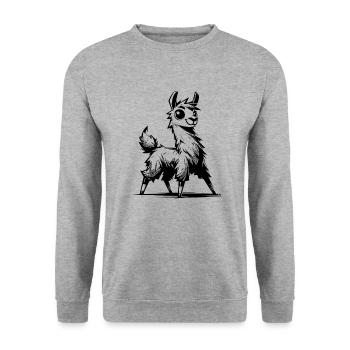 Friendly Curious Llama Pencil Sketch Style - Unisex Sweatshirt - salt & pepper - Front - Alina (178cm) & Michal (187cm)