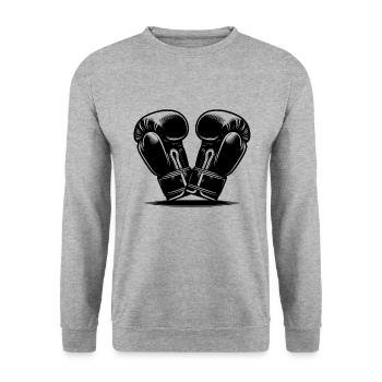 Boxhandschuhe bereit für den nächsten Boxkampf - Unisex Pullover - Weißgrau meliert - Vorne - Alina (178cm) & Michal (187cm)