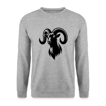 billy goat with huge horns - Unisex Sweatshirt - salt & pepper - Front - Alina (178cm) & Michal (187cm)