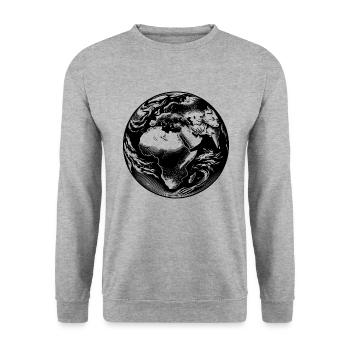 Astronauten Ansicht Erde Weltraum Europa Afrika - Unisex Pullover - Weißgrau meliert - Vorne - Alina (178cm) & Michal (187cm)