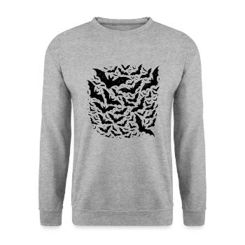 Wild flying bats as a night swarm - Unisex Sweatshirt - salt & pepper - Front - Alina (178cm) & Michal (187cm)
