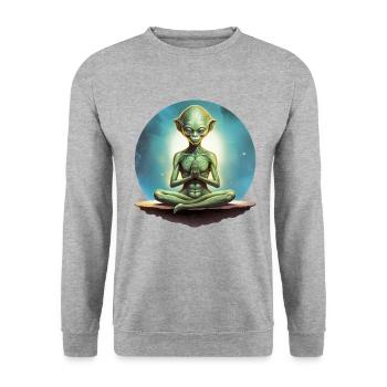 Yoga Aliens - Sweat-shirt Unisexe - gris chiné - Devant - Alina (178cm) & Michal (187cm)