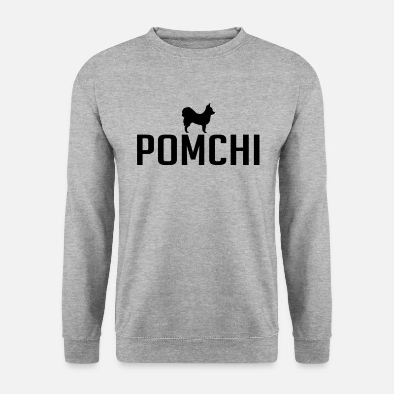 Pomchi Hunderasse Hunde Wilsigns - Unisex Pullover - Weißgrau meliert