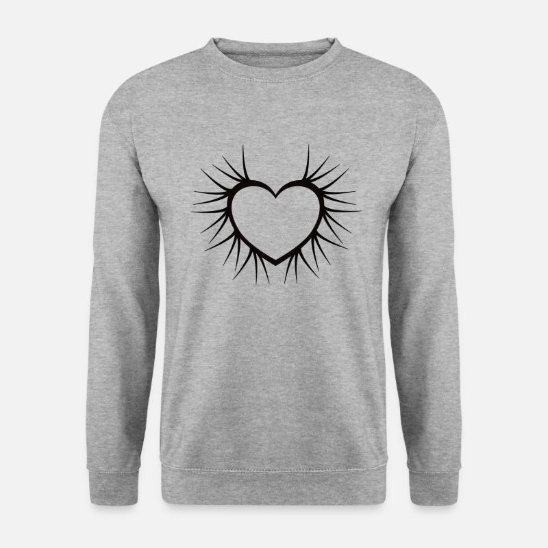 Herz - Unisex Pullover - Weißgrau meliert