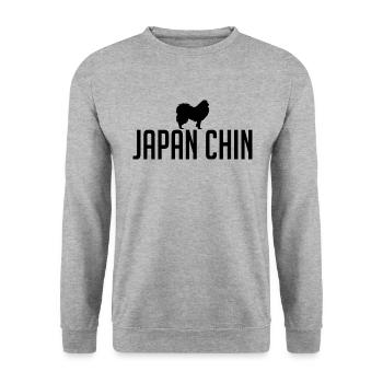 JAPON CHIN Race Chien Chien Chiens Wilsigns - Sweat-shirt Unisexe - gris chiné - Devant - Alina (178cm) & Michal (187cm)