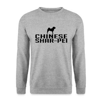 Chinese Shar-Pei Hunderasse Hunde Wilsigns - Unisex Pullover - Weißgrau meliert - Vorne - Alina (178cm) & Michal (187cm)