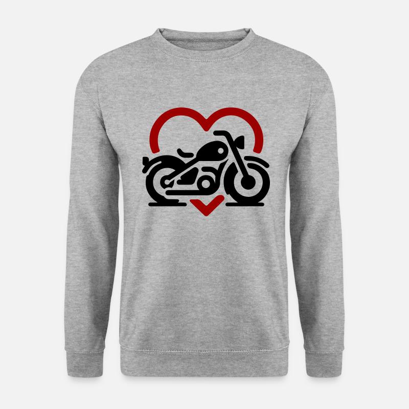 Motorrad Love - Unisex Pullover - Weißgrau meliert