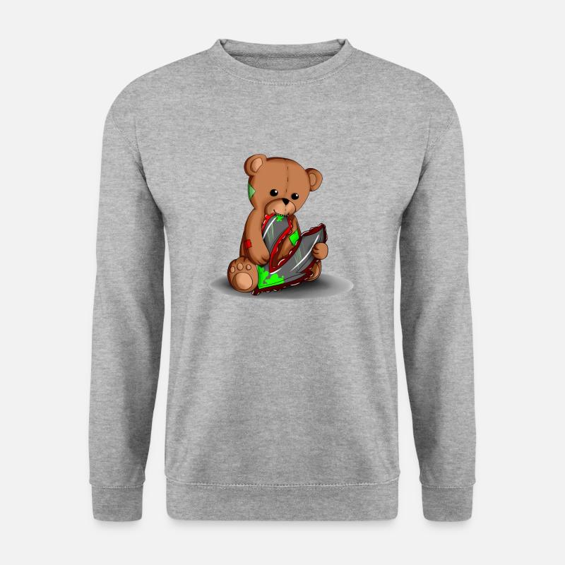 Teddy mit Logo - Unisex Pullover - Weißgrau meliert