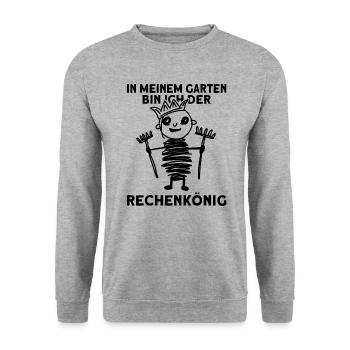 Garten Gärtner Rechen Rechenkönig - Unisex Pullover - Weißgrau meliert - Vorne - Alina (178cm) & Michal (187cm)