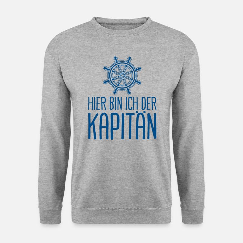 Kapitän Segeln Segler Ich bin der Kapitän - Unisex Pullover - Weißgrau meliert