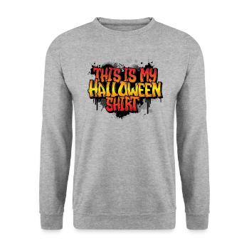 Halloween Party Outfit Kostüm Damen Herren - Unisex Pullover - Weißgrau meliert - Vorne - Alina (178cm) & Michal (187cm)